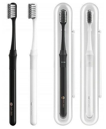 Набор зубных щеток DR.BEI Toothbrush Bamboo Version Soft (4 шт.) Black/White - 1
