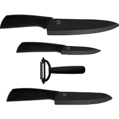 Набор керамических кухонных ножей Huohou Nano Ceramic Knife (Black/Черный)